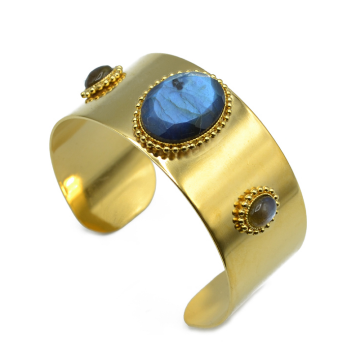 Jonc manchette 3 pierres