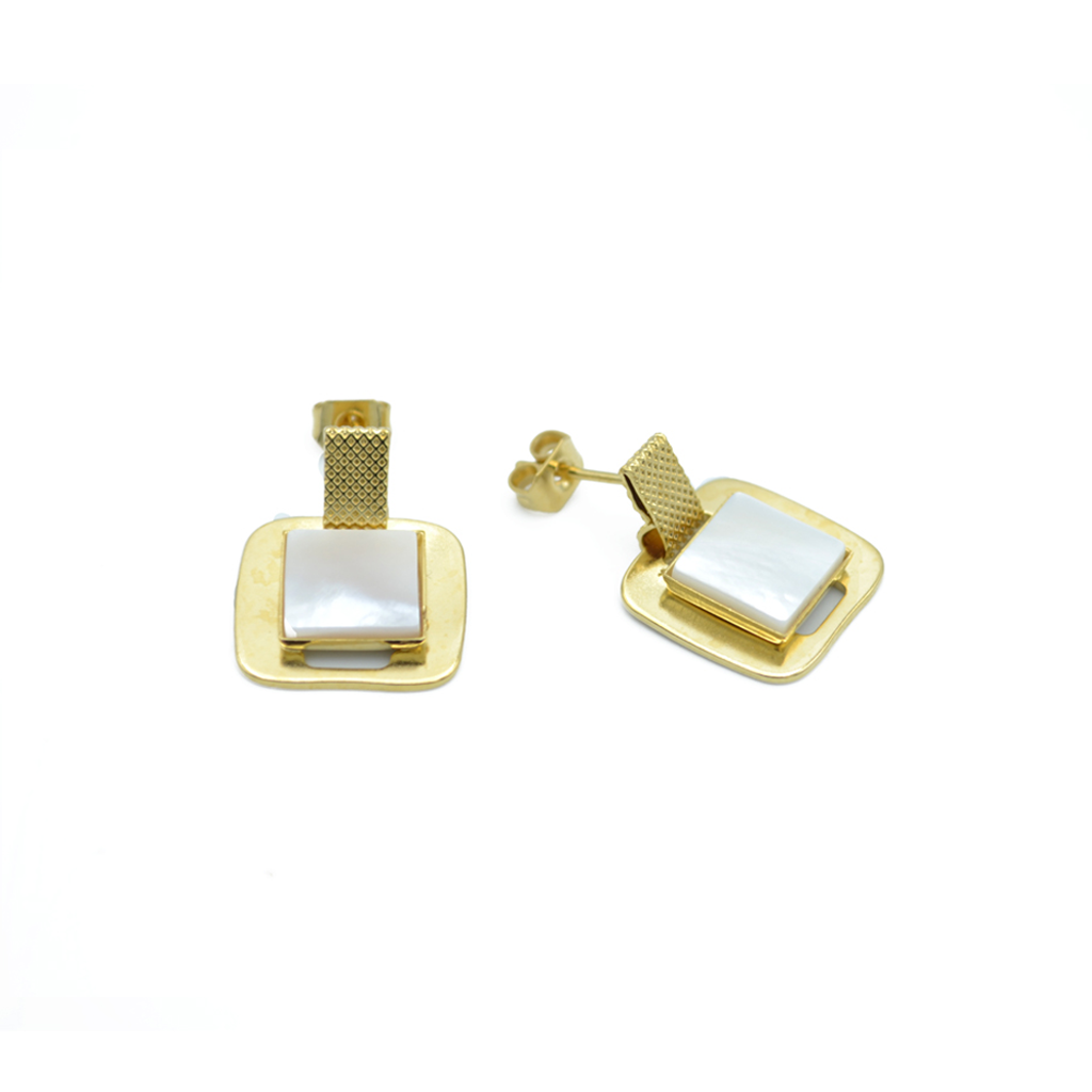 Boucles d'oreilles carrées XL ornées d'une pierre – Image 3