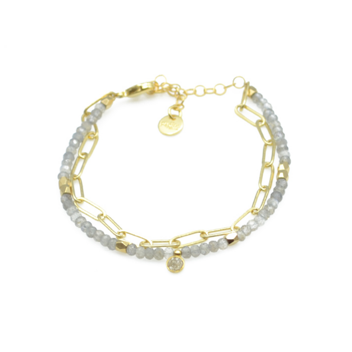 Bracelet en perles et éclats de diamant