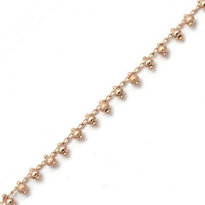 Bracelet chaîne perlée or rose