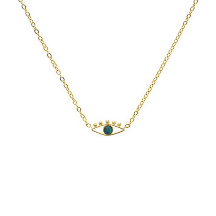 Collier avec pendentif œil orné de pierre opale