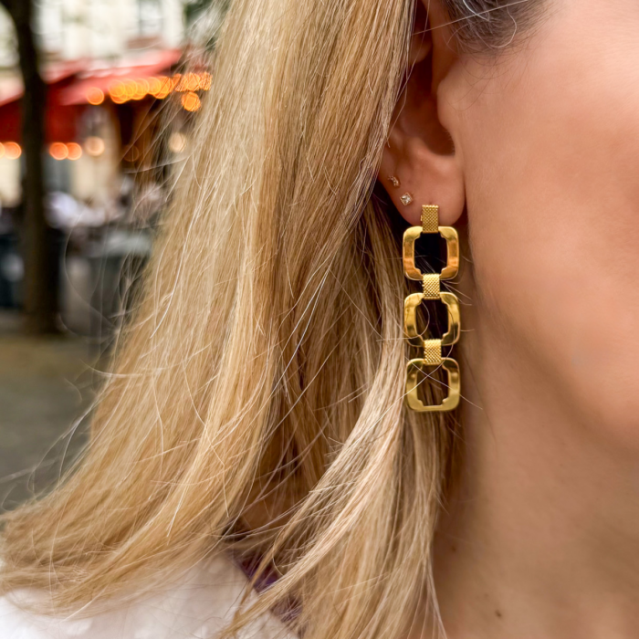 Boucles d&rsquo;oreilles chaîne maille carrée XL