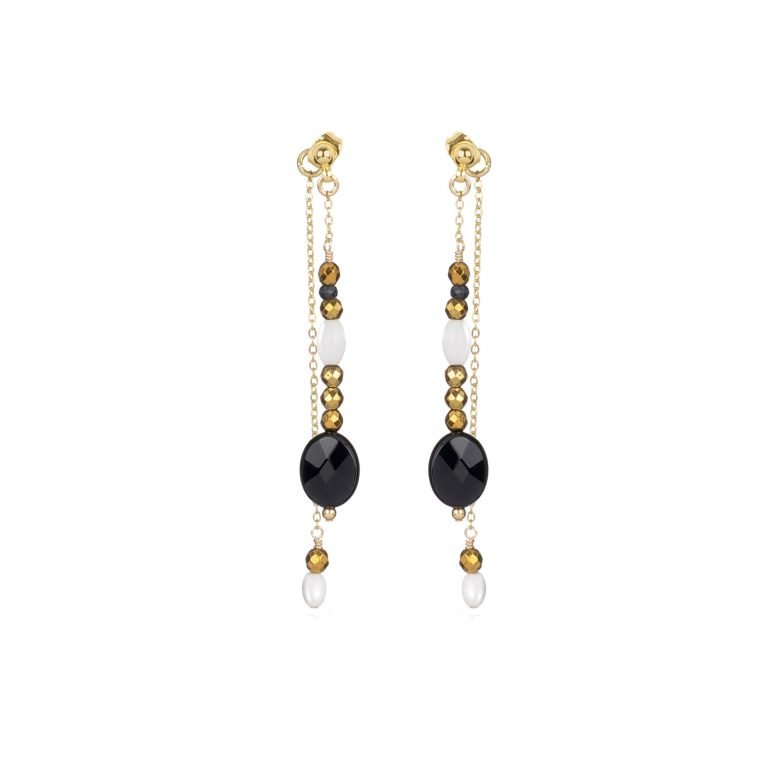 Boucles d'oreilles doubles onyx