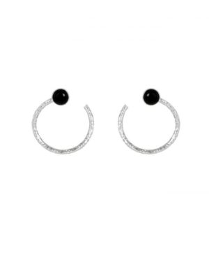 argent 925, Bijoux fantaisie paris, Boucle d’oreille fantaisie, Créoles argent, lea, les vrillées, onyx, pepitebijoux