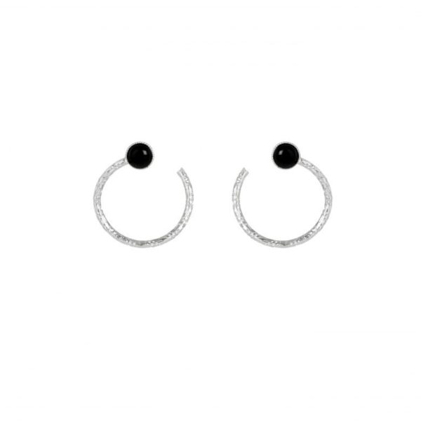 argent 925, Bijoux fantaisie paris, Boucle d’oreille fantaisie, Créoles argent, lea, les vrillées, onyx, pepitebijoux