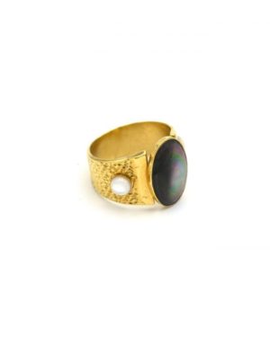 Bague gaël cabochon martelée