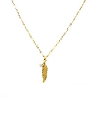 Collier collier plume et perle