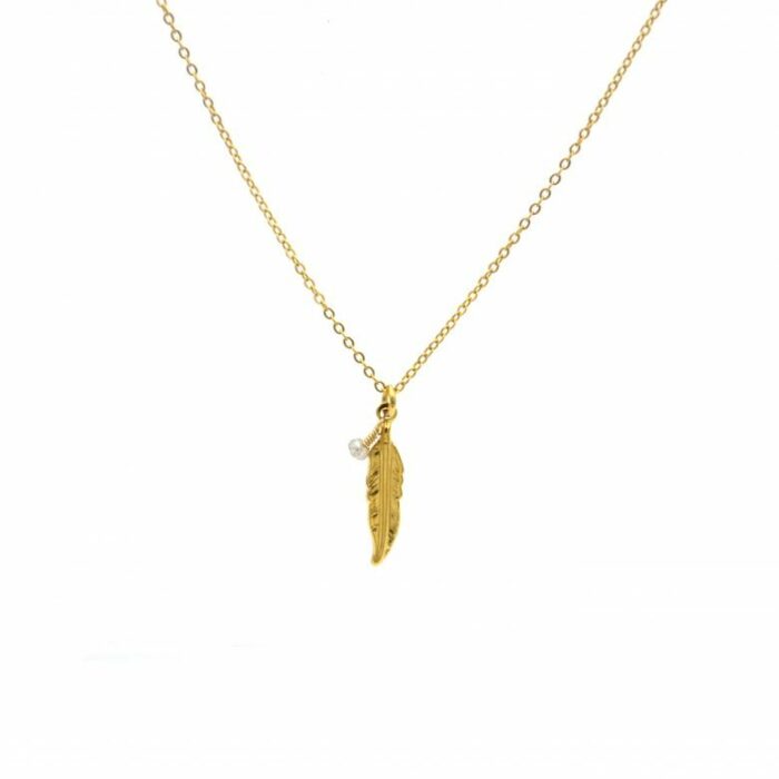 Collier plume et perle